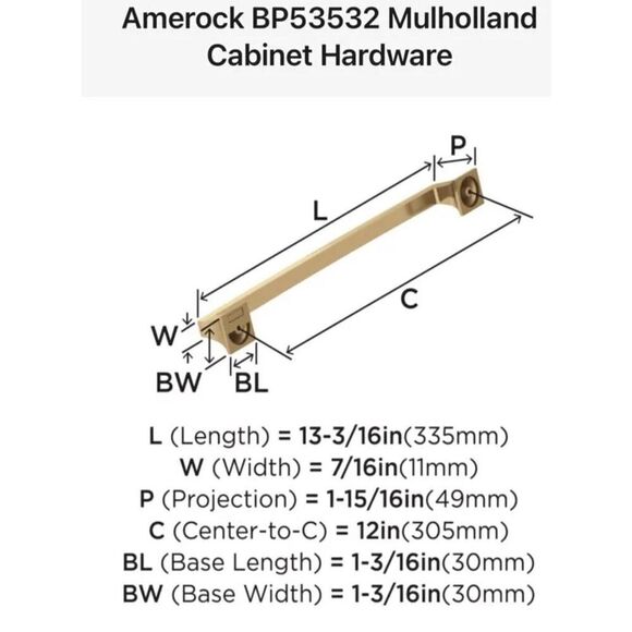 Amerock BP53532CZ Cabinet Drawer Pull Hardware Champagne Bronze Decor 12” CC NIB - Picture 2 of 8